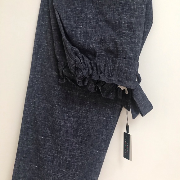 Milly Denim Print Crepe Gathered Kori Trousers - Picture 5 of 7